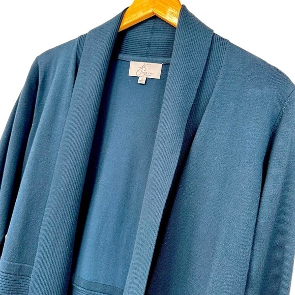 Joan Vass Teal Blue Cardigan Long Sleeve Sweater, Medium - Picture 4 of 9
